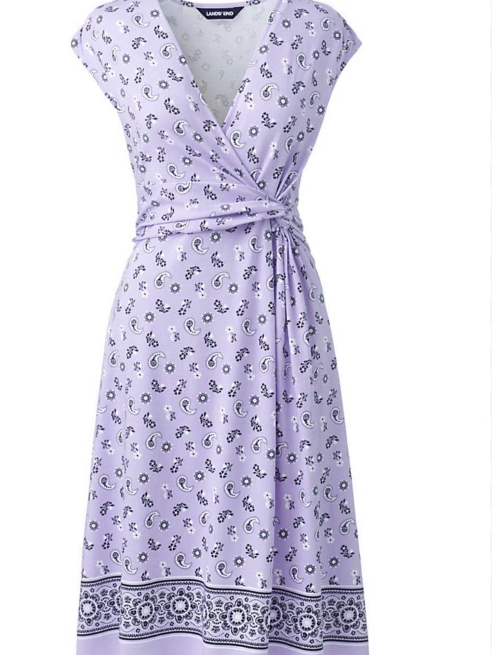 Lands' End Lavender Paisley Wrap Dress
